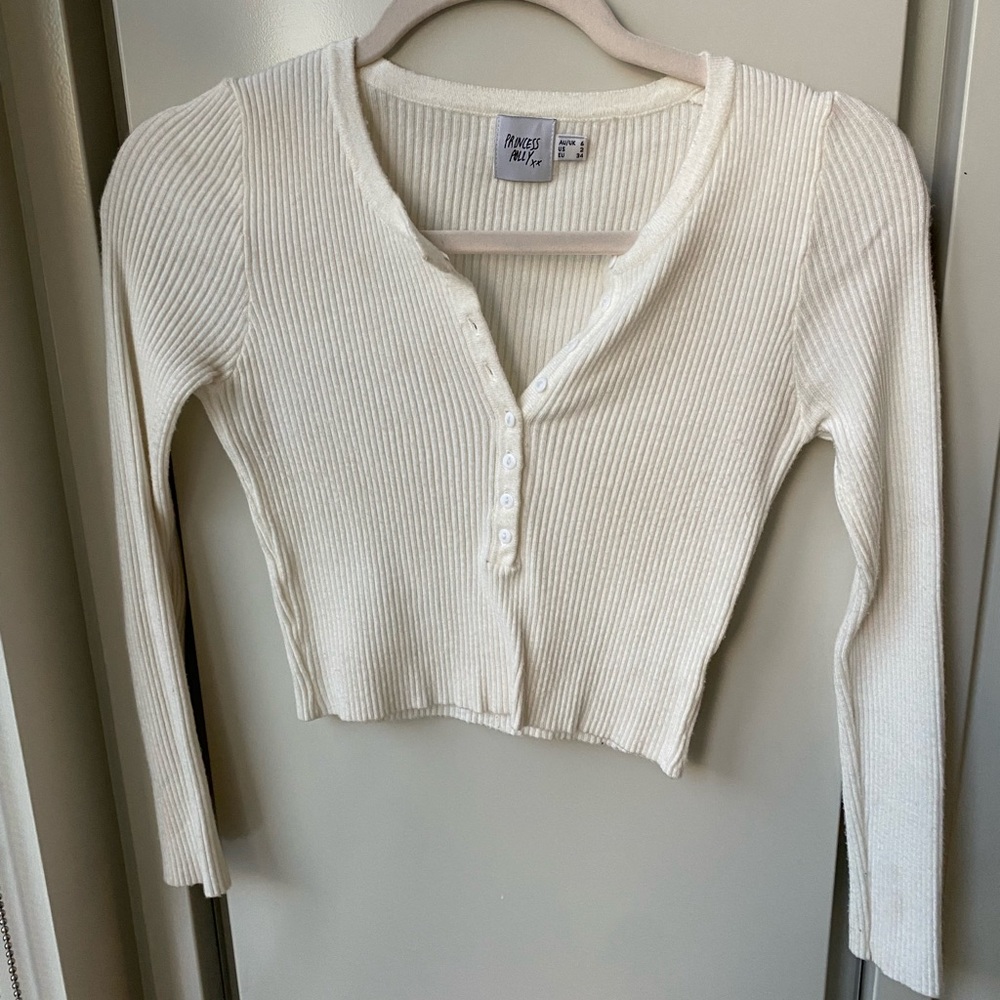 Princess Polly Cropped White Sweater